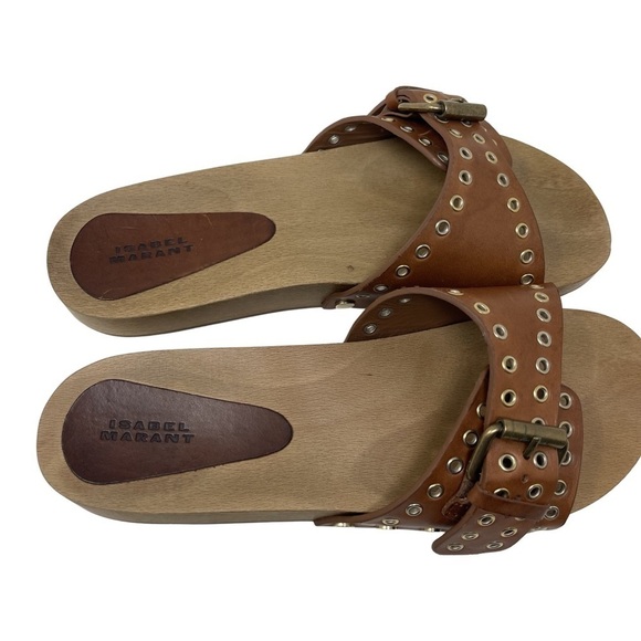 ISABEL MARANT Jaso embellished leather wooden slides sz 36 US 5 - Picture 3 of 12